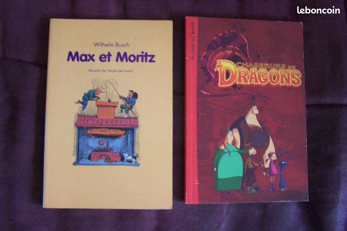 3 livres jeunesse "Max et Moritz", "Chasseurs de dragons", 'le Chat noir" (image 1)