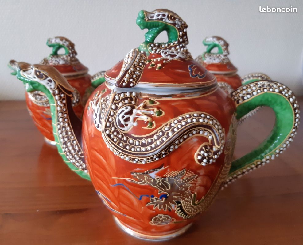 Service à thé, porcelaine du Japon, 3 pièces TBE (image 1)