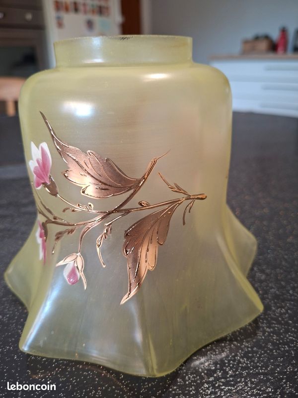 Tulipe lampe à pétrole lampe à huile décor floral dorure art nouveau Belle époque (image 15)