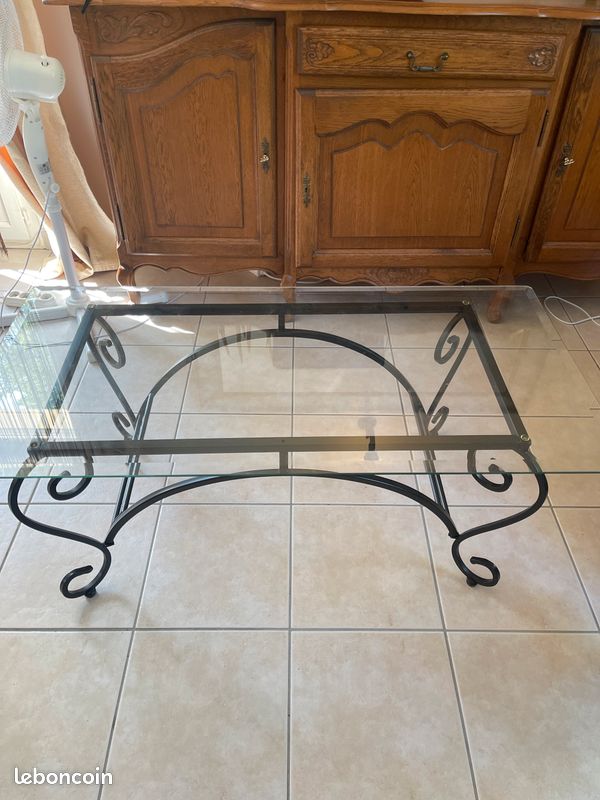 Table basse verre fer forgé (image 1)