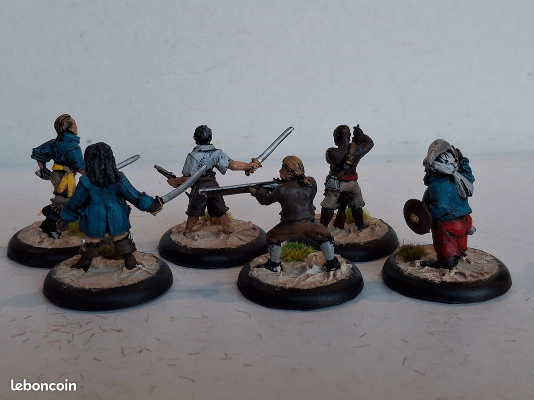 6 Figurines métal 28mm peintes : pirates (296) (image 4)