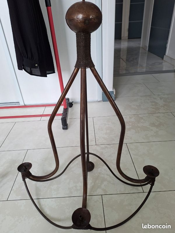 Grandes Appliques En Fer Forgé Martelé, Deux Bras, XXe Siècle, Fait Main