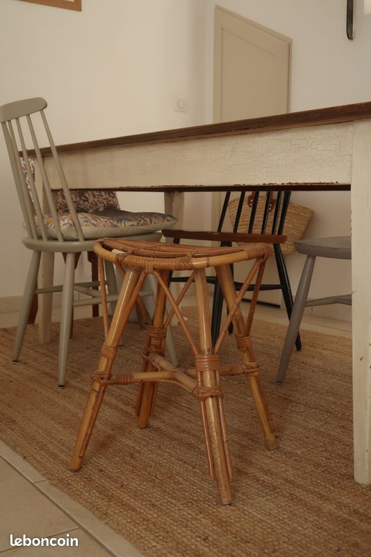 Tabouret en rotin ancien/vintage (image 1)