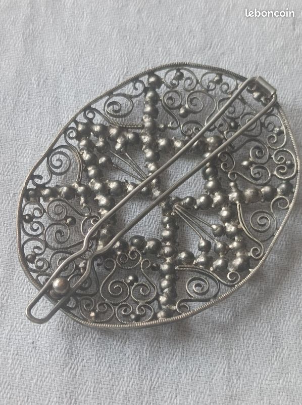 Belle broche ancienne en argent filigrane (image 3)