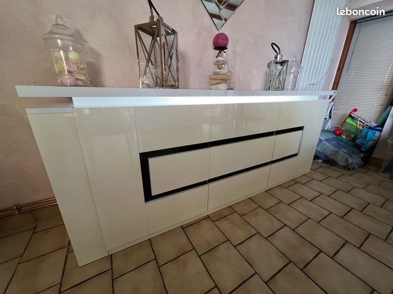 Buffet / meuble TV moderne laqué blanc (image 5)
