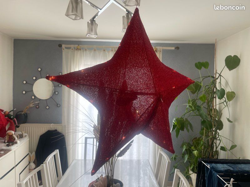 2 étoiles Noël LED tissu à suspendre 60 cm (image 1)