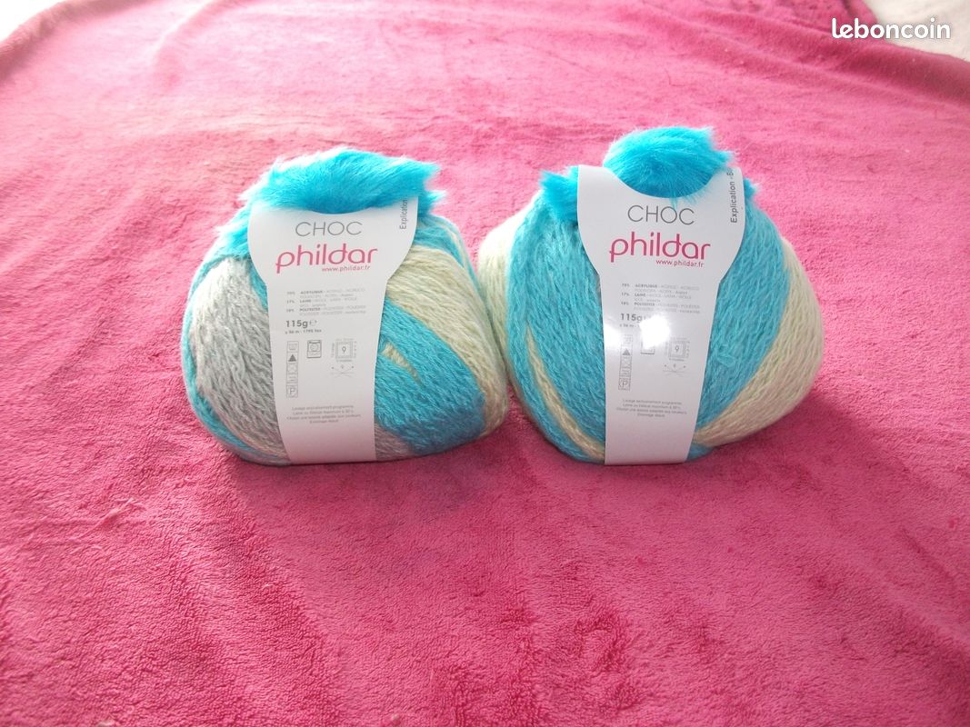 2 pelotes phildar bleue et beige 115 grs (image 2)