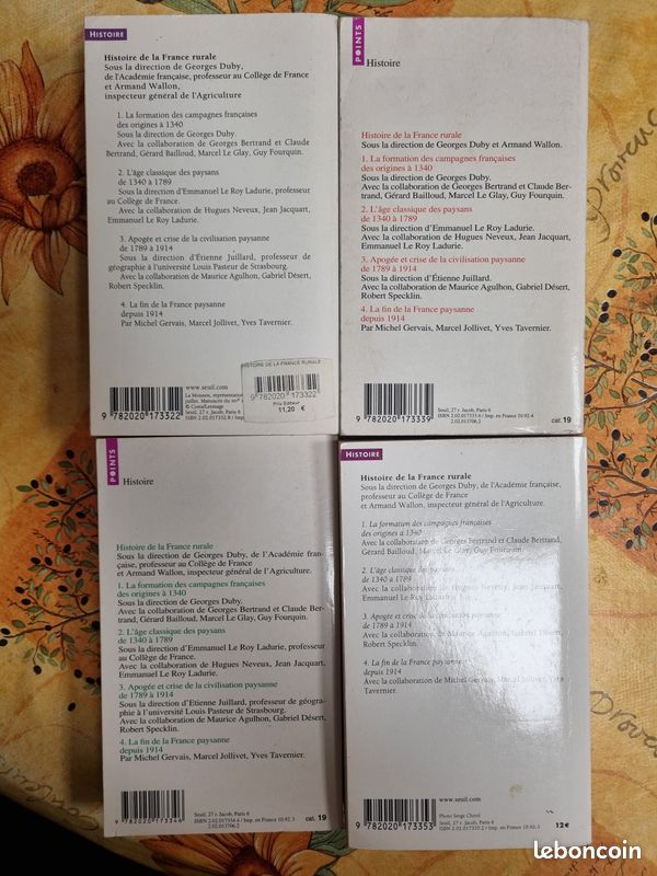 4/4 HISTOIRE DE La France Rurale Seuil Duby Le Roy Ladurie Ruralité EUR 80,00 - FR