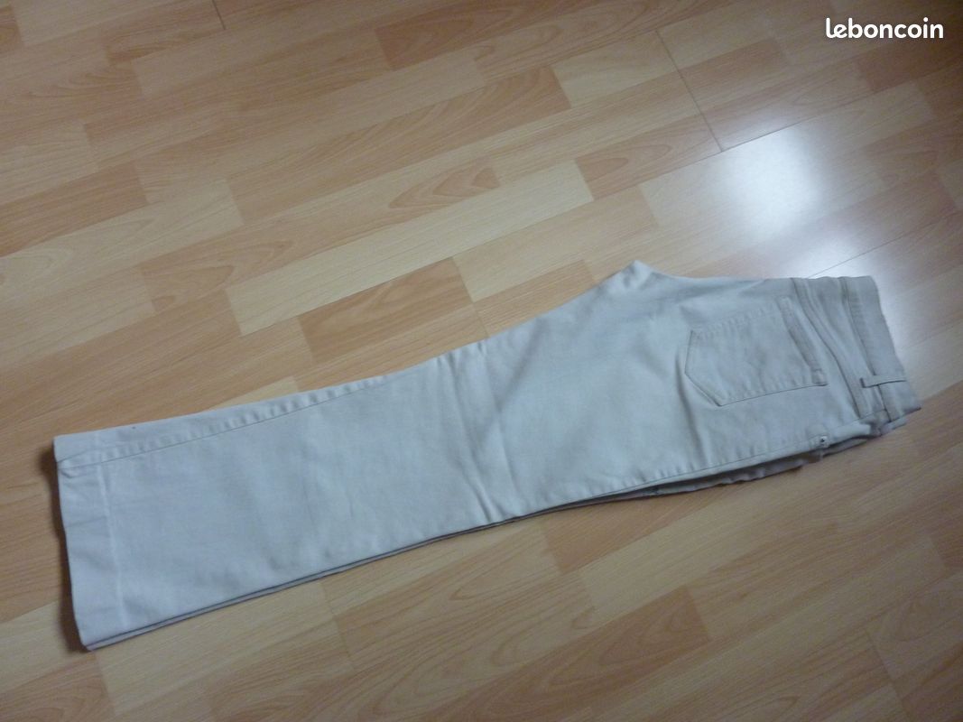 PANTALON jean TOILE EXTENSIBLE beige clair T.42 (image 2)