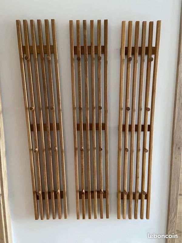 Lot de 3 Vestiaires muraux en chêne massif huilé - Longueur 22 x Hauteur 120 x Profondeur 5 cm (image 1)