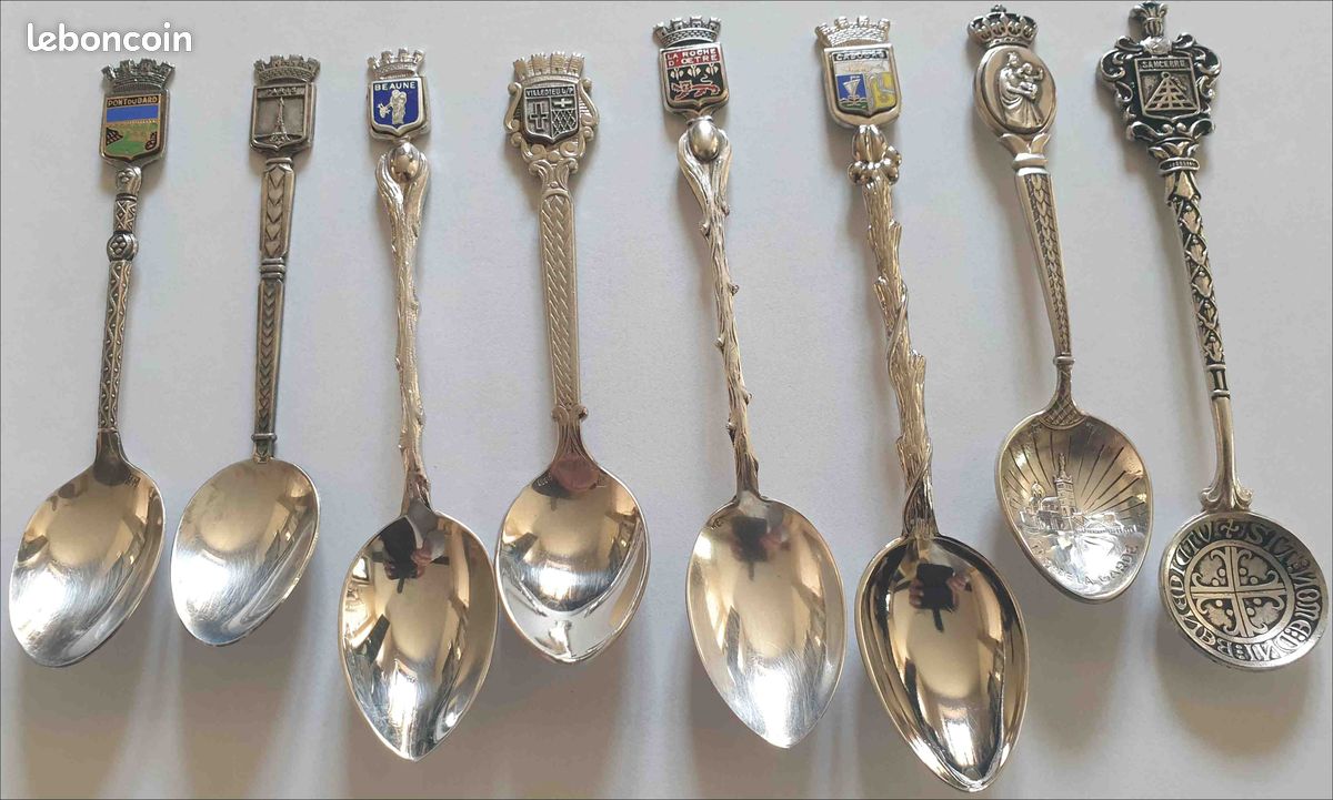 Coffret de 12 petites cuillères en argent vintage, argenterie ancienne