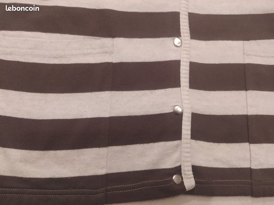 Gilet rayé beige et marron grande taille femme – Loïcia