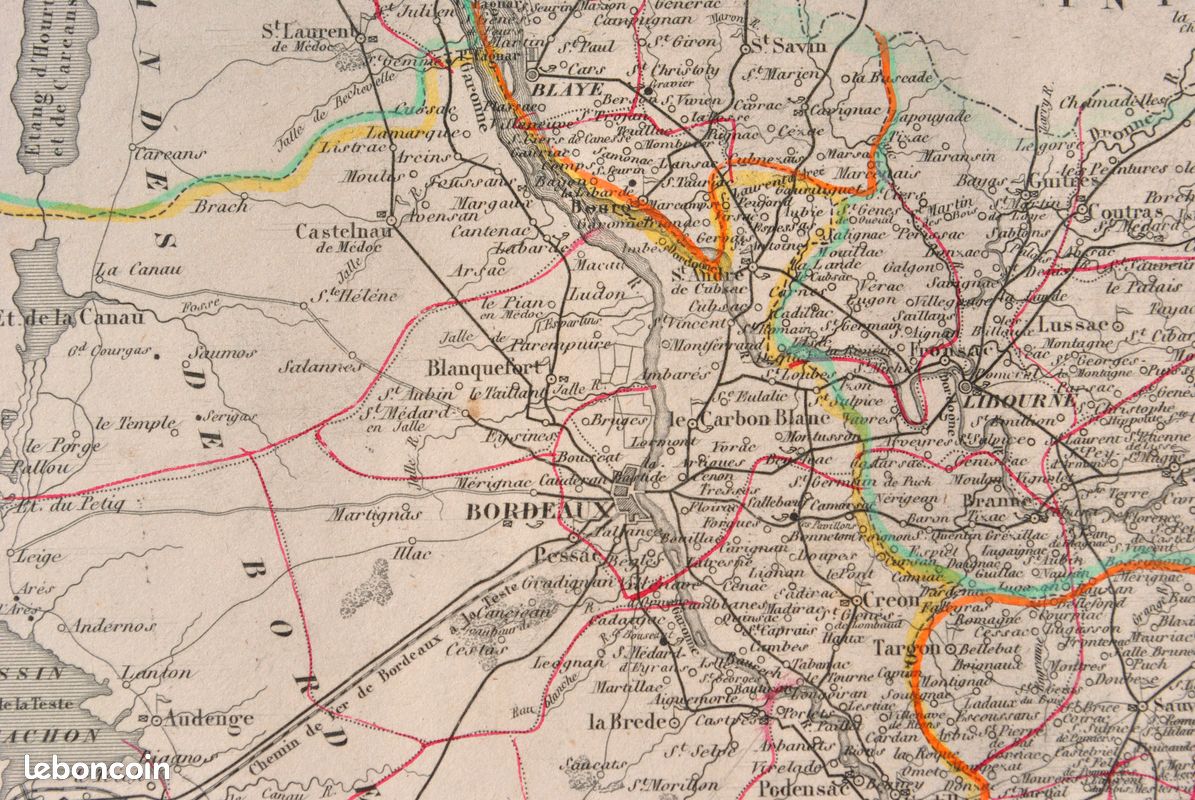 1852 - Vienne - Carte géographique ancienne par Levasseur. Département France
