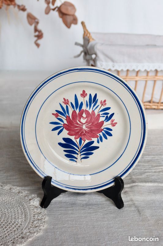 5 assiettes creuses en faïence anglaise bleue | Selency