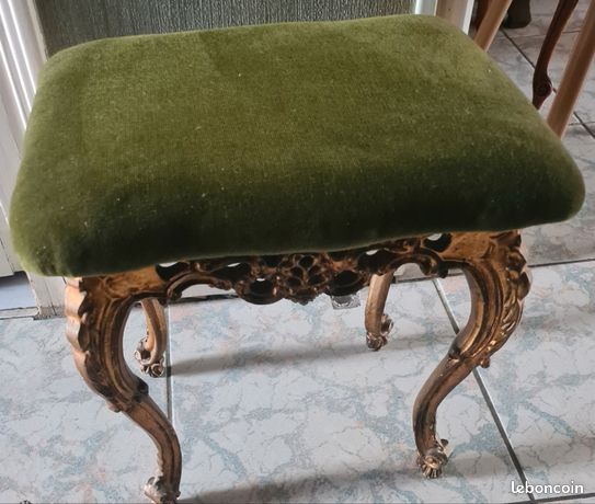 Casa Padrino tabouret baroque violet motif / blanc - Tabouret de style