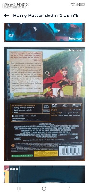Lot Intégrale Harry Potter DVD — Films 1 à 5 (Très bon état) (image 3)
