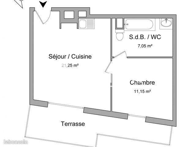 Appartement 2 pièces 38 m² · à Montpellier · 38 m² · 663 €/mois