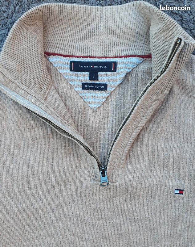 Tommy Hilfiger Half Zip Tshirt Manches Longues Beige - Size S (image 3)