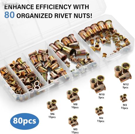 Pince à Insert Fileté AKKTOL BT619 - 7 Mandrins M3-M12 + 80 Écrous | Boîte De Rangement
