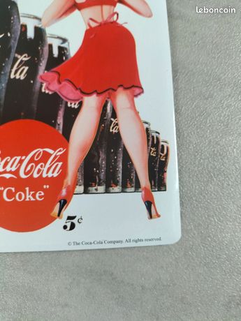 Plaque Métal Publicitaire Vintage – Calendrier Bombé Lady Coca Cola 20x30cm