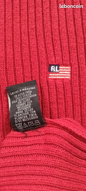 Pull ralph lauren col roulé quart de zip rouge pour homme XL