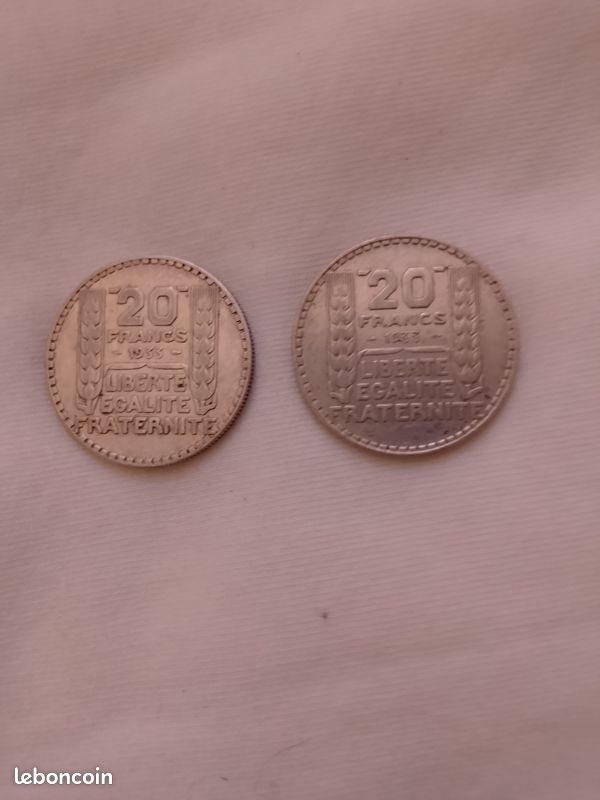 2 20 francs argent 1933.....(1 grand rameau) (image 2)
