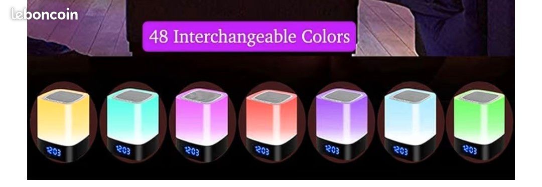 5 EN 1 Reveil Lumineux Enceinte Bluetooth Portable, Lampe de Chevet à Bruit Blanc Bebe, Veilleuse Multicolore Contrôle Tactile Réveil (image 3)