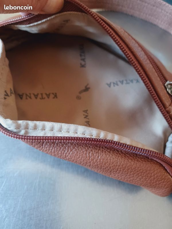 Superbe sac banane fine etroite discrète cuir camel katana (image 7)