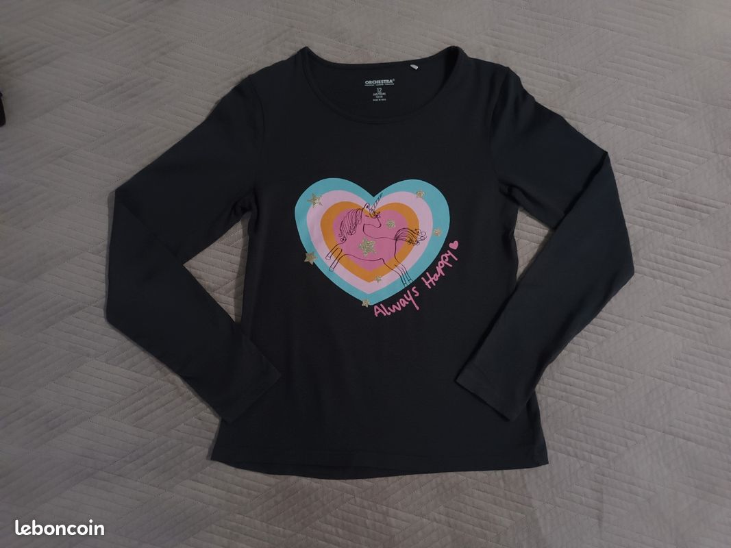 Haut à Manches Longues Licorne Pour Fille - Marque F&F - Taille 5-6 Ans - Occasion En Très Bon état