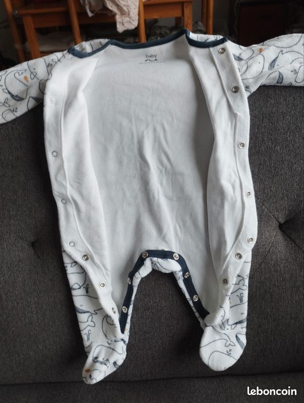 Grenouillère d'hiver velours baleine 🐳 mois C A Vêtements bébé