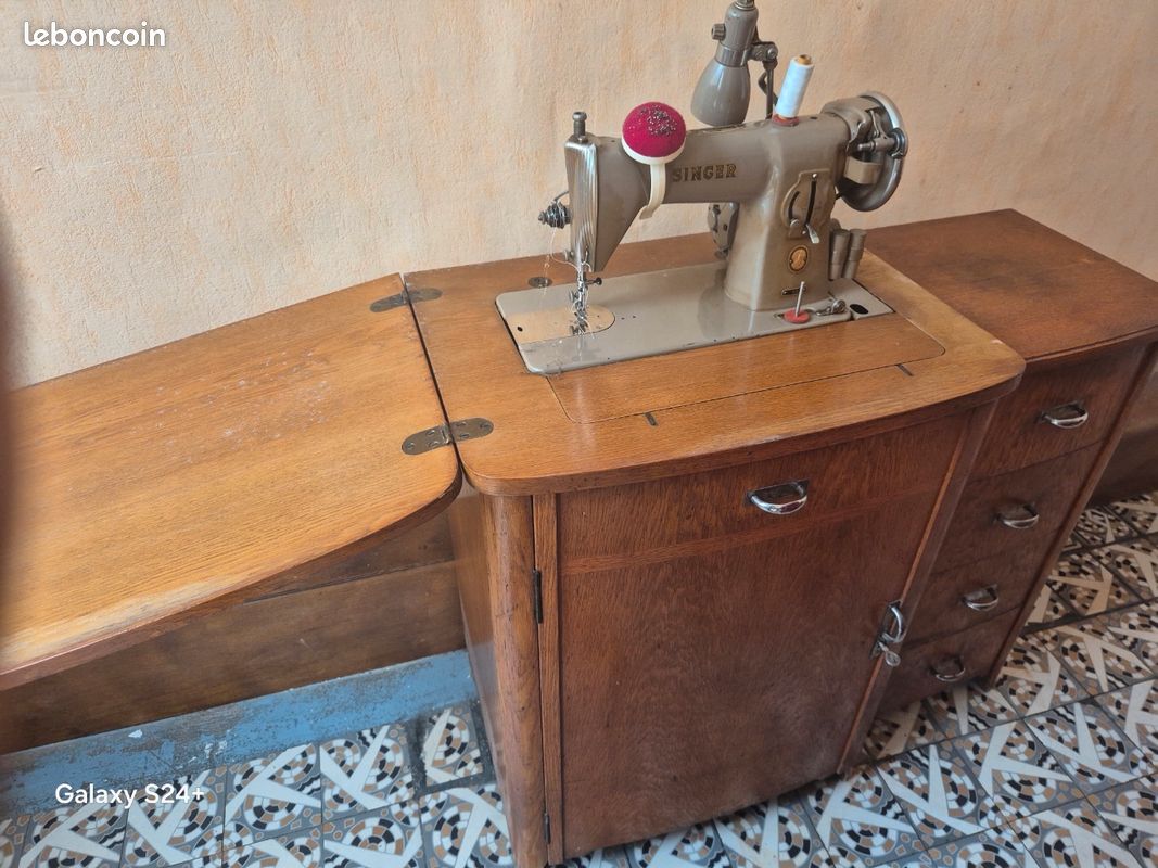 Meuble ancien machine a coudre singer (image 5)