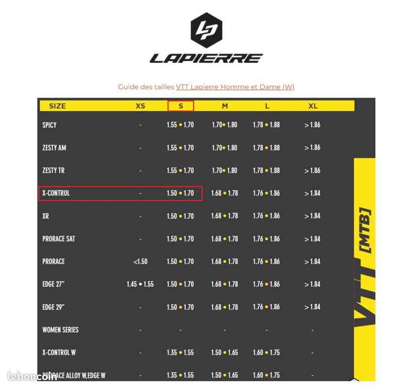 Guide Taille Velo Route Lapierre Vélos électriques Velo Taille 52