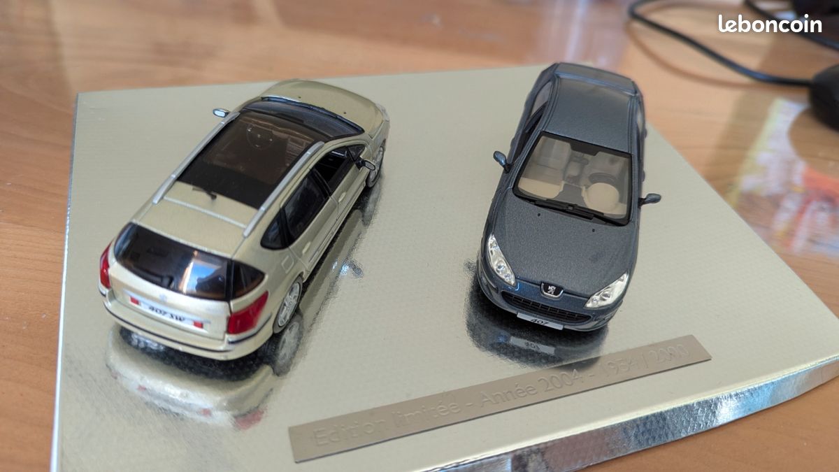 Coffret Norev 1/43 Peugeot 407 Et 407SW 2004 – édition Limitée (gris Foncé Et Beige)