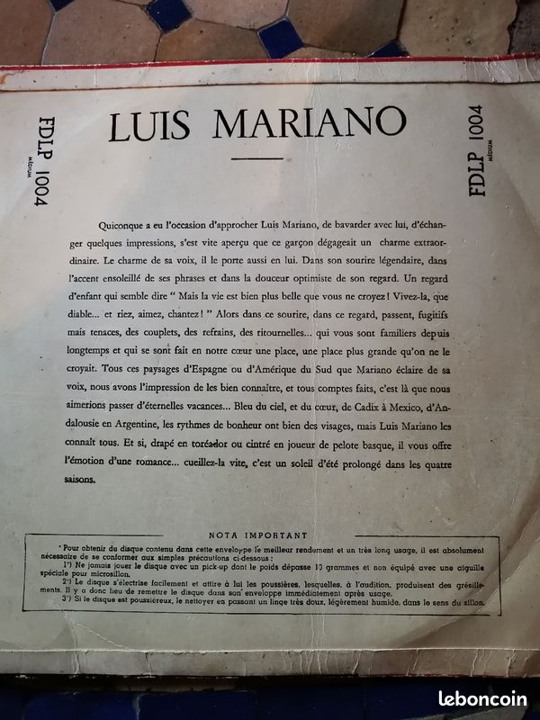 Luis MARIANO Disque 33 tours 1/3 microsillon (image 3)
