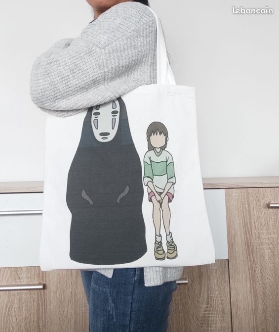 Tote bag blanc de Chihiro, sac double face de voyage de Chihiro de Hayao Miyazaki (image 2)