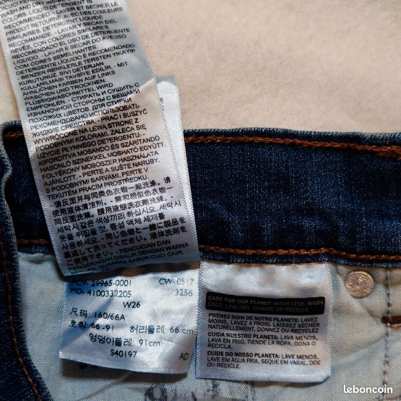 Short Levi’s femme W26 bleu denim recoupé taille FR 34/36 vintage #cdp447 (image 7)