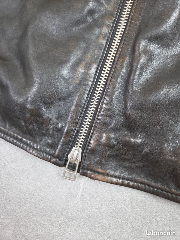 Veste en cuir d'agneau moto taille XL full zip (image 5)