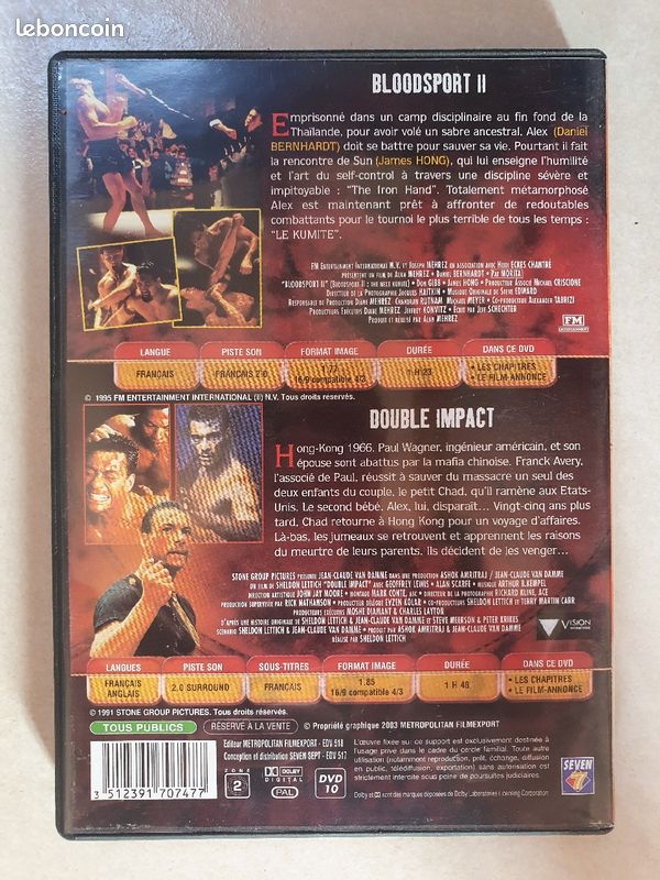 DVD 2 films "Bloodsport II + Double Impact" (image 2)