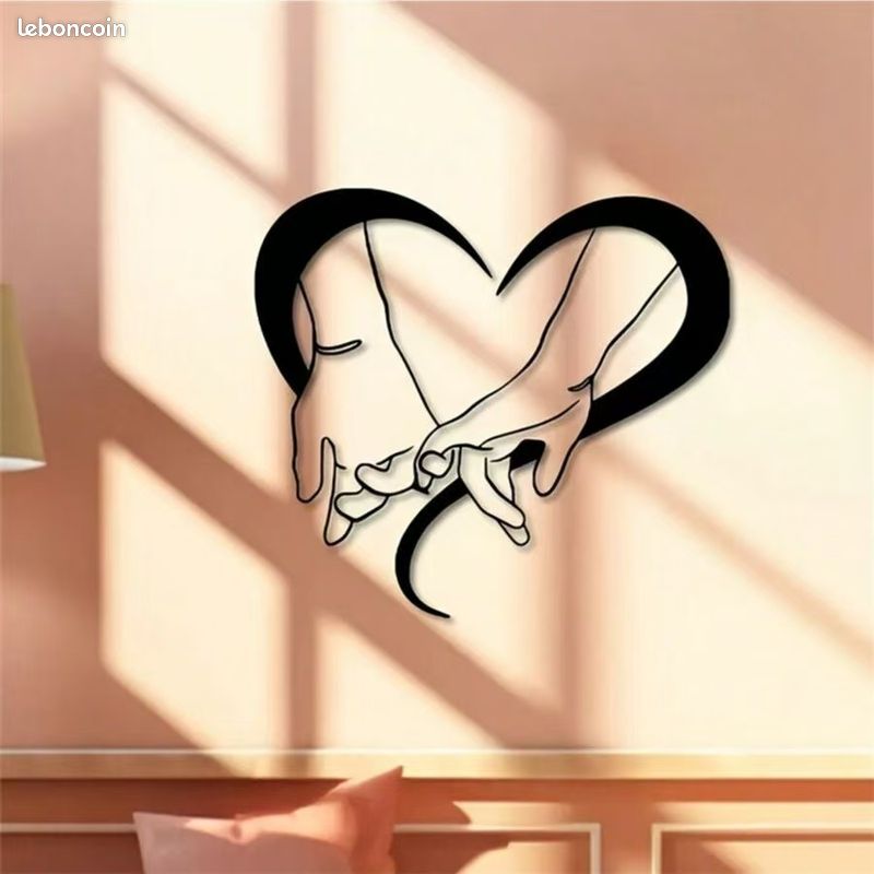Décoration Murale En Bois En Forme De Cœur Tenant La Main - Sculpture Murale Romantique Pour Saint-Valentin, Anniversaire Et Mariage