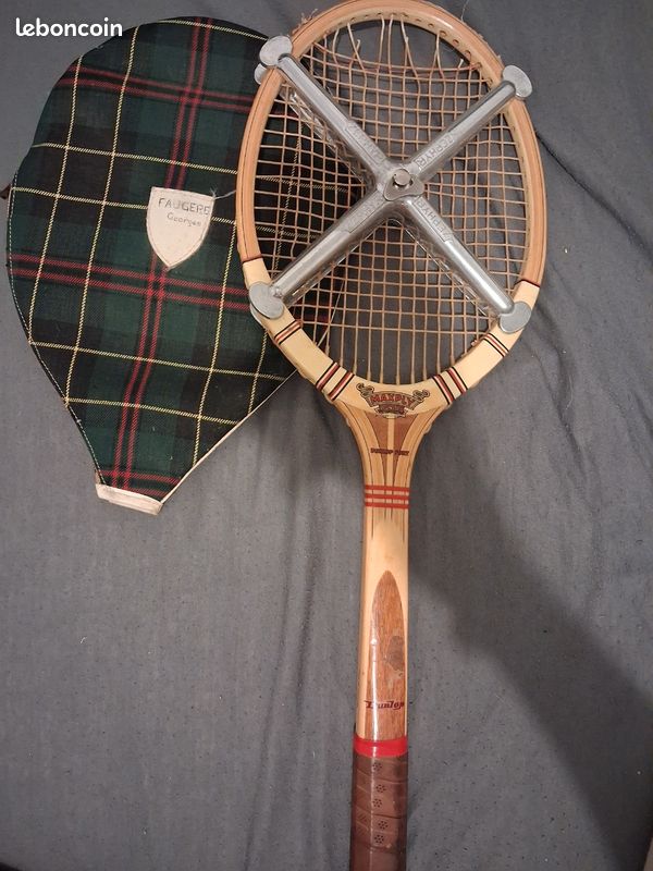Raquette De Tennis Dunlop Maxply Fort Bois Vintage Avec Sa Presse D'origine