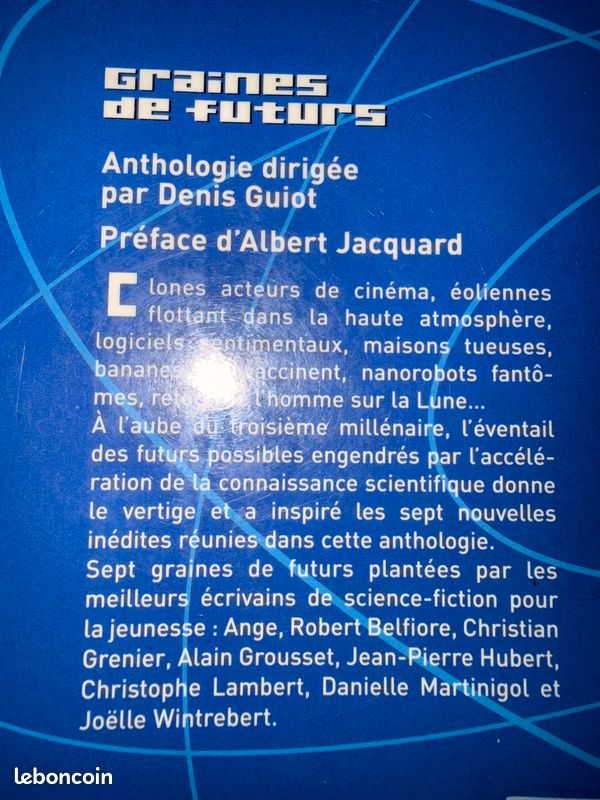 Livre SF autres mondes " graines de futurs " Albert Jacquard (image 2)