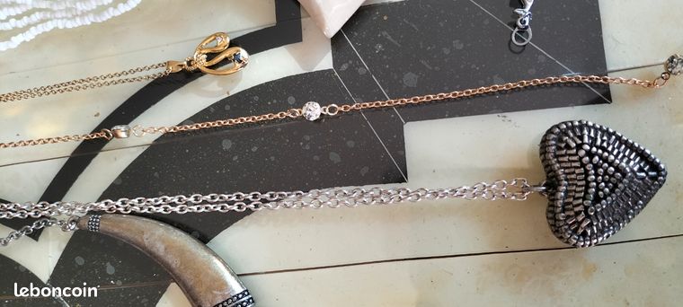 Pendentif Vintage En Verre De Murano Avec Chaîne En Argent Sterling - Neuf, Vieux Stock, Bleu Et Argent