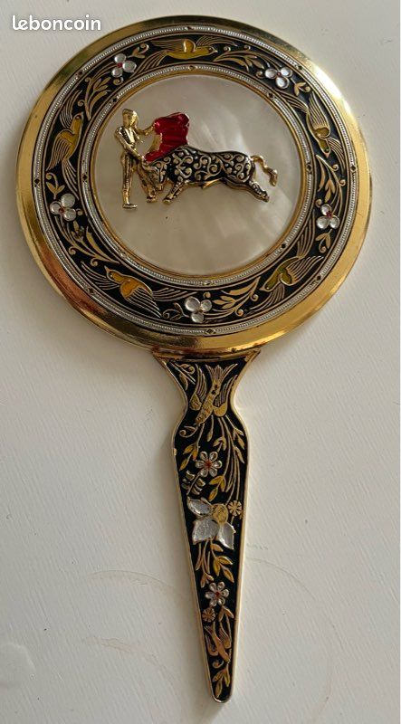 Broche Victorienne En Laiton Miroir à Main - Bijou Vintage Occasion #LT #F4 | Accessoire Rétro Unique