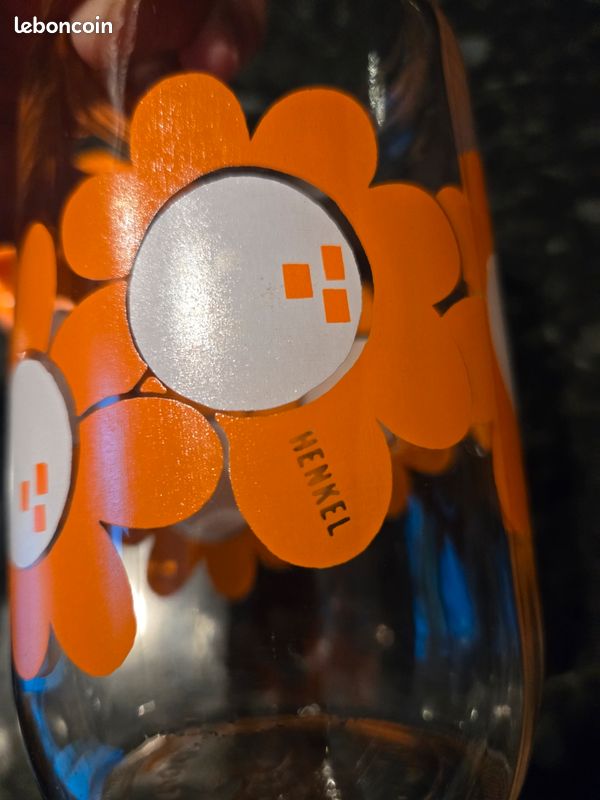 Rare bocal HENKEL fleurs oranges