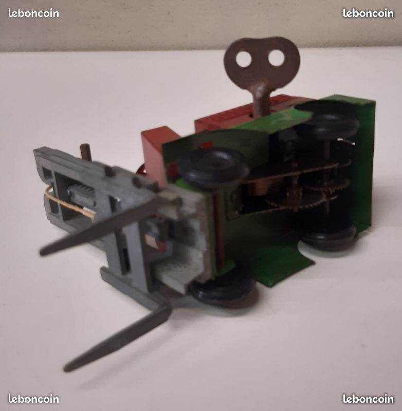 Vieux Chariot élévateur Mécanique En Tôle La Hotte St-Nicolas – Jouet Miniature Vintage Années 50, Dans Sa Boîte D'origine