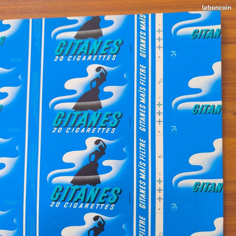Gitanes / Seita planche cartonne d'impression offset pour paquets de cigarettes  Gitanes mas - Collection