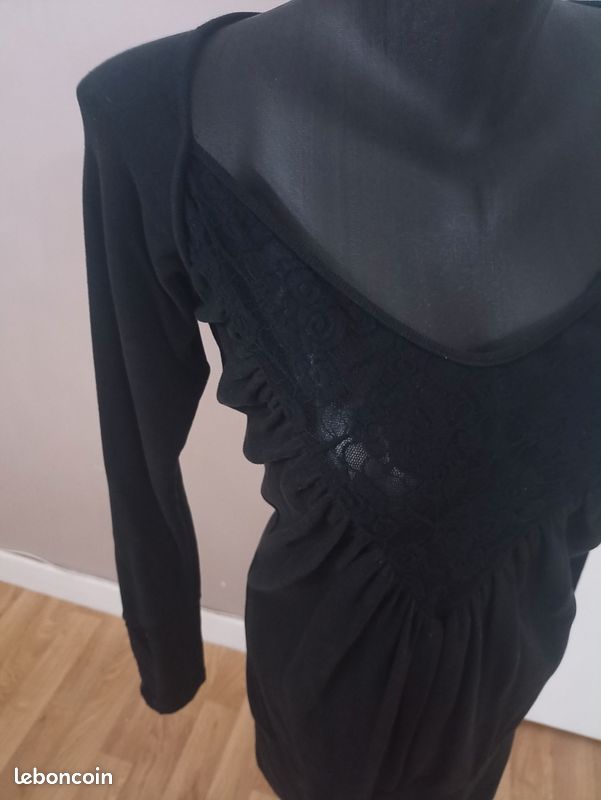 🖤 Robe Noire Élégante – Effet Dentelle & Silhouette Sublimée | Made in Italy (image 4)