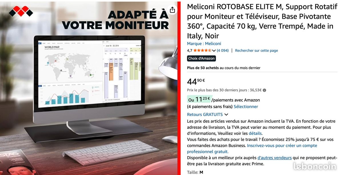 2 Supports tournants pour TV ou Ecran de bureau (image 3)