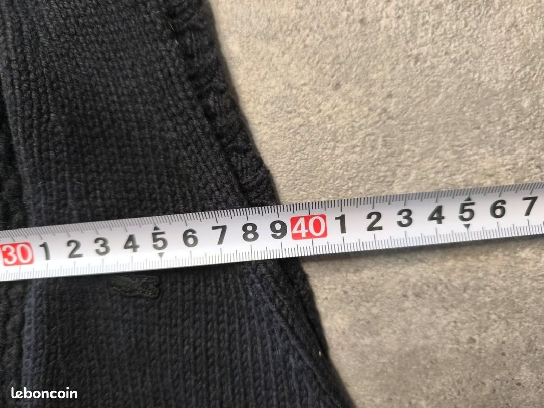 Veste sans manche - Lacoste - Logo brodé - A boutons - Taille S - Noir - Femme - Laine - Col roulé (image 9)