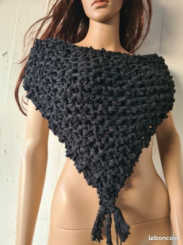 Cape en tricot bouclette poncho vintage (image 7)